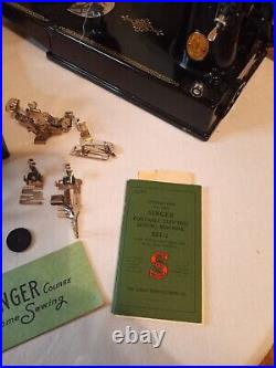 Vintage 1948 Singer Portable Electric Sewing Machine 221-1 Withextras