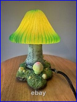 Vintage Green Coral Mushroom Lamp Adam's Apple Mystical Creations Rare Blacklite