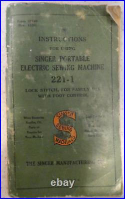 Vintage Singer 221-1 Portable Electric Sewing Machine 1935 AE003845 Accessories