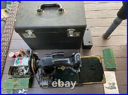 Vintage Singer Portable Electric Sewing Machine 221-1 with Instructions Cabinet