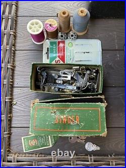 Vintage Singer Portable Electric Sewing Machine 221-1 with Instructions Cabinet