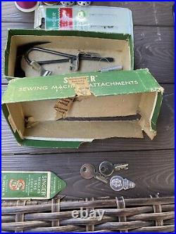 Vintage Singer Portable Electric Sewing Machine 221-1 with Instructions Cabinet