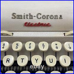 Vintage Smith Corona 5te Electric Portable White Typewriter Cursive Script 1959