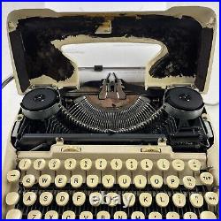 Vintage Smith Corona 5te Electric Portable White Typewriter Cursive Script 1959
