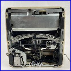 Vintage Smith Corona 5te Electric Portable White Typewriter Cursive Script 1959