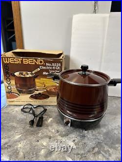 Vintage West Bend Lazy Day 6 Qt. Slow Cooker Scandia Bean Pot 5225 USA In BOX