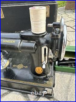 Vtg Singer 221-1 Portable Electric Sewing Machine 1935 School Bell READ AD887069